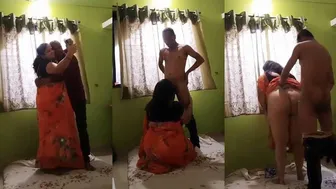 Big ass Indian aunty taking selfie at new house & fucked in doggy