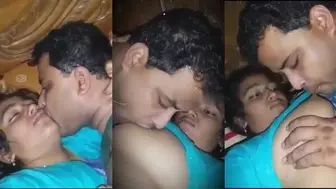 Newlywed Bangla girl kissing and boobs sucking